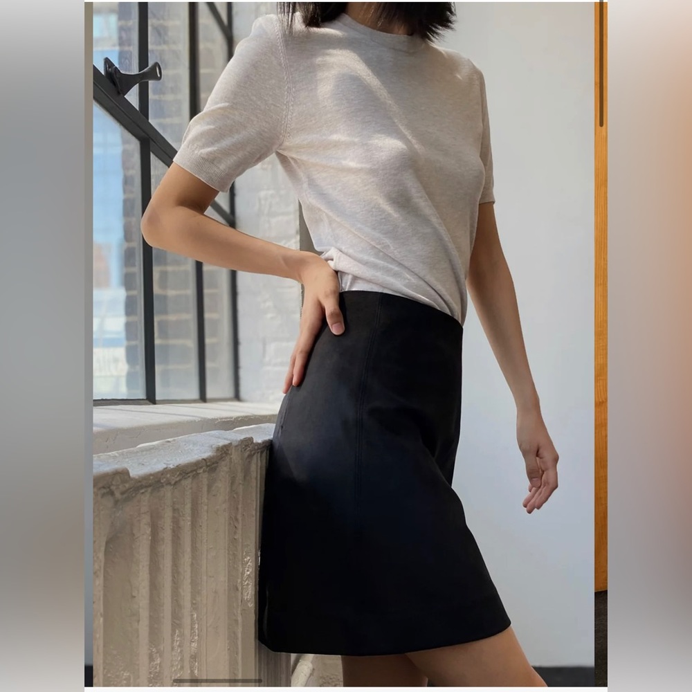 Forest Green Aritzia Modern Mini Skirt in Faux Suede